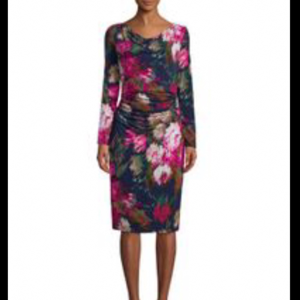 ONLY WORN ONCE David Mediterranean Navy Pink Floral Dress Sz 0